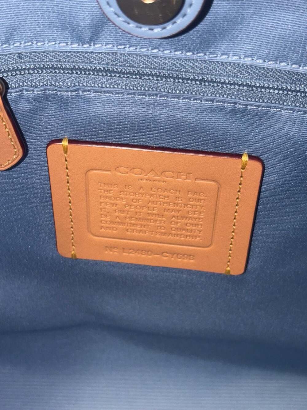 Coach Smith Tote Bag in Signature Denim with Cherry Charm - Picture 4 of 7